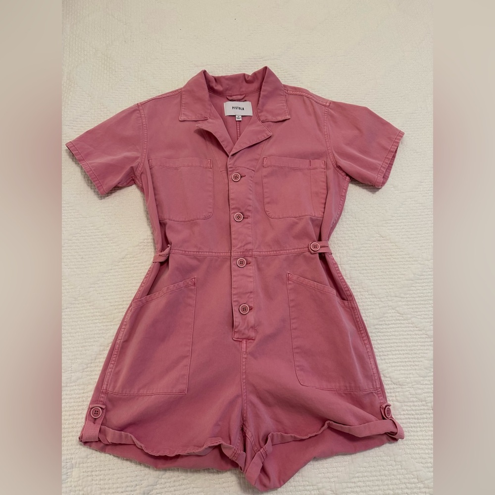 Pistola Pink Button-Up Romper